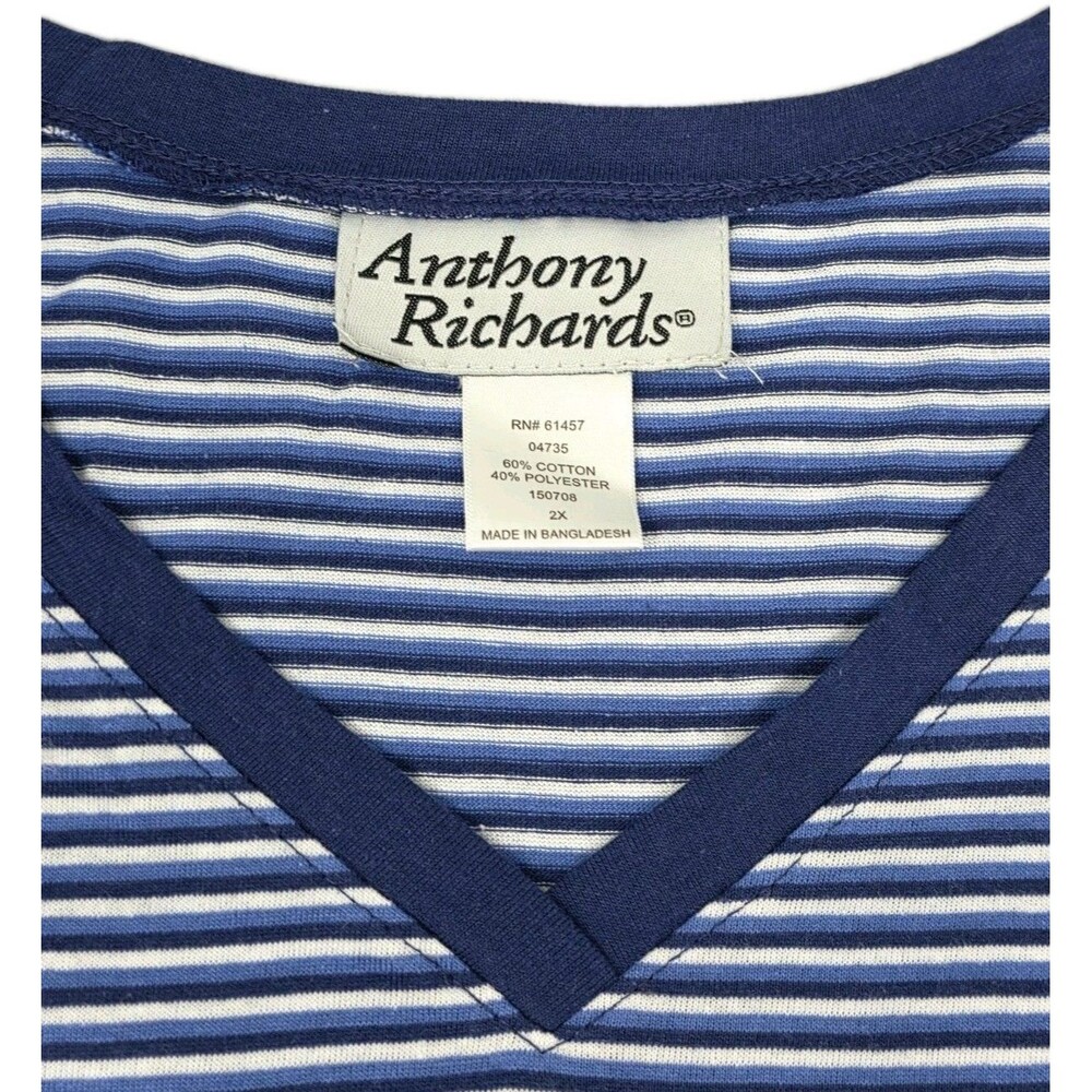 Anthony Richards VTG Knit Maxi Beach Lounge Dress Vneck Navy Stripe Size 2X - Picture 7 of 11